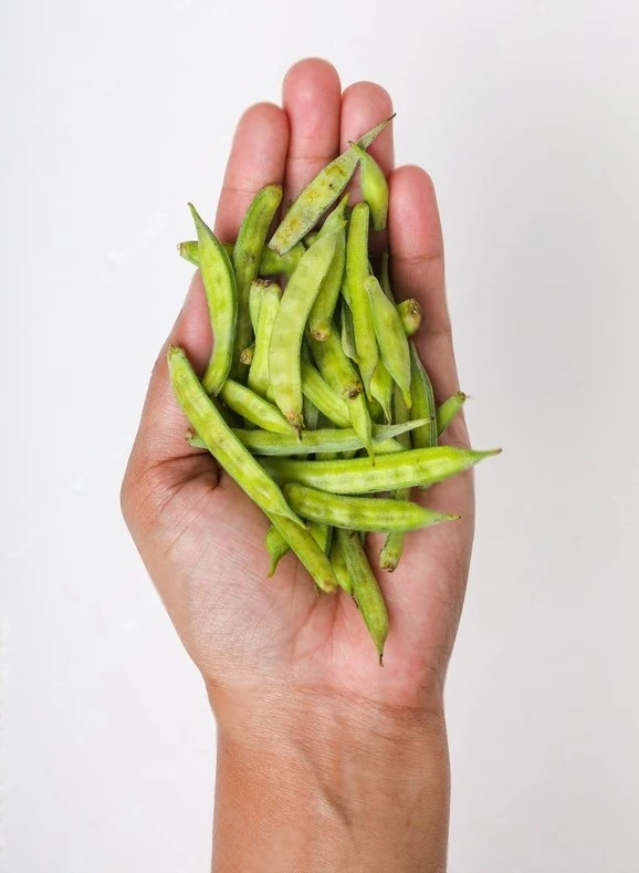 Seven seas organics guar meals , hands showing guar